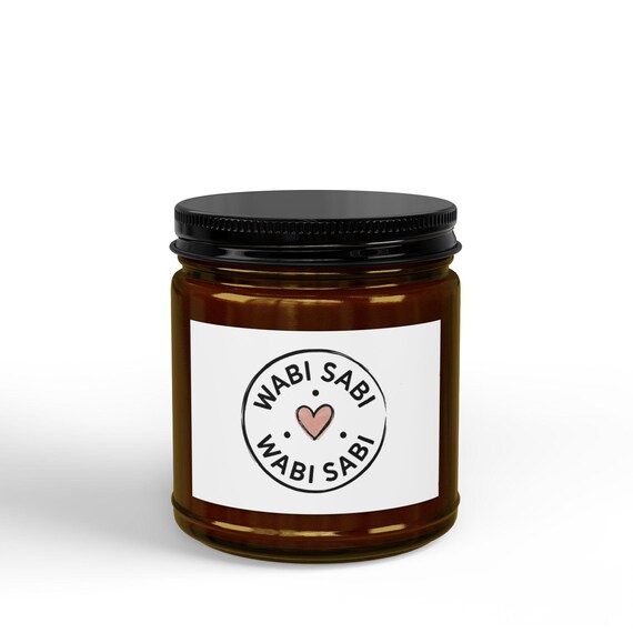Wabi Sabi Heart Logo Candle Jar, Soy Candle