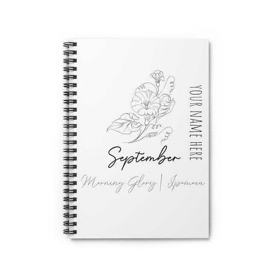September Birth Flower - Morning Glory - CUSTOMIZABLE Spiral Notebook - Ruled Line