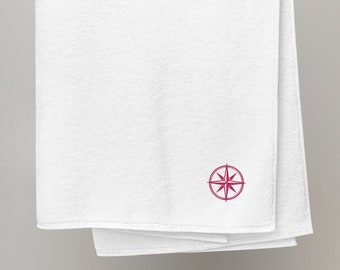 Luxury Turkish Cotton Towel With Compass Embroidery