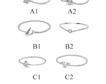 Sterling Silver Pandora Bracelets, S925 Sterling Silver Heart Clasp Snake Chain Bracelet, Minimalist Bracelet, Charm Bracelet, Gift for Her