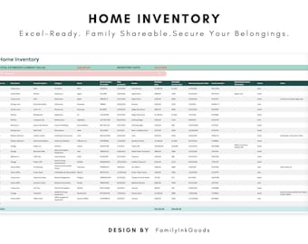 Home Inventory Excel Template: Family Asset Tracker (Digital Download)