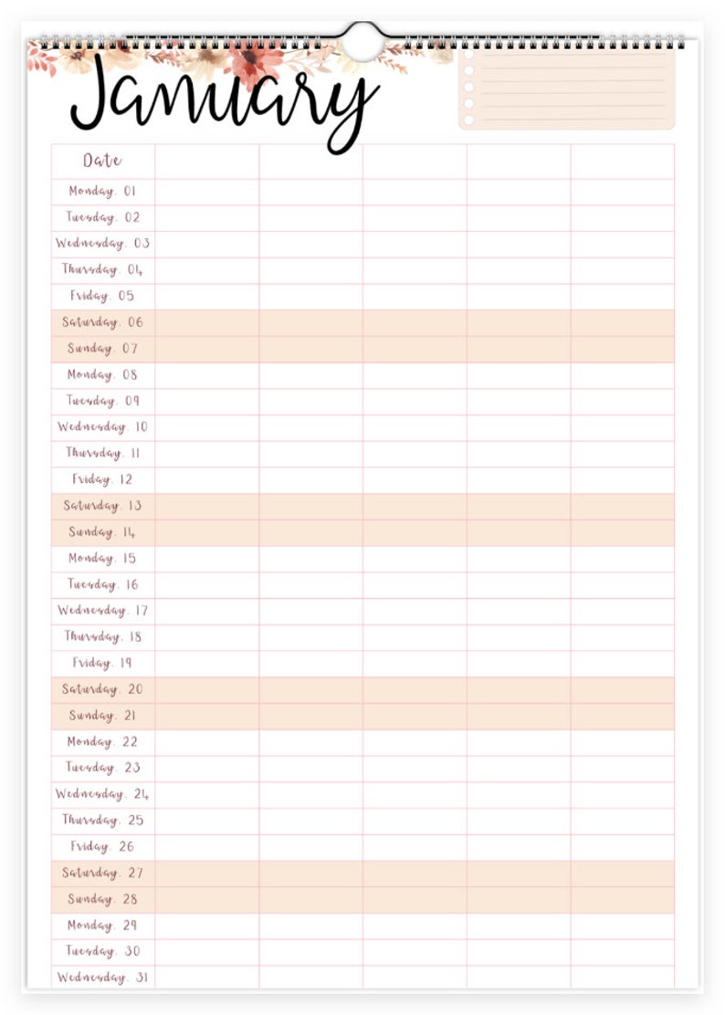Printable Family Calendar 2024, Planner, Wall Calendar, Family