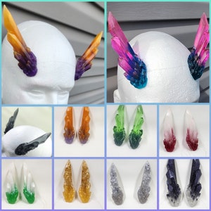 Crystal Horns Cosplay Costume Resin Handmade Custom Epoxy Headpiece Accessories Headband image 1