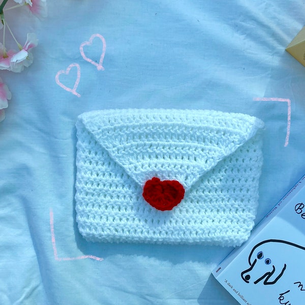 love letter crochet book sleeve