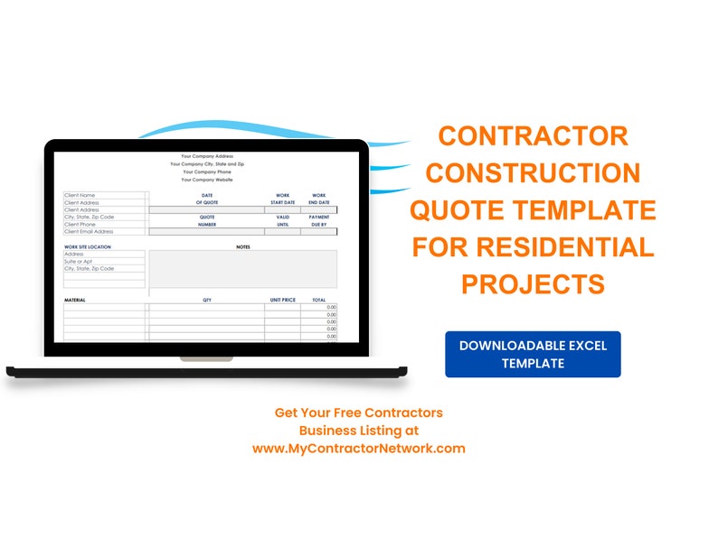 Contractor Quote Template for Residential Work Project Etsy