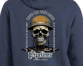 Pipeliner Hoodie, No Politics No Bullsh*t, Just hard earned money, vintage hooded sweatshirt for pipeline workers