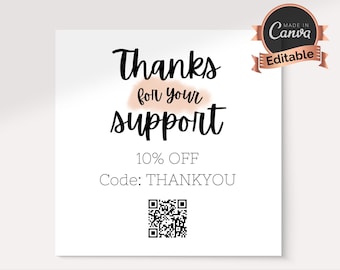 Thank You Card with QR Code Template | Editable QR Code | Thank You Card | Editable Business Cards | Editable Template for Business