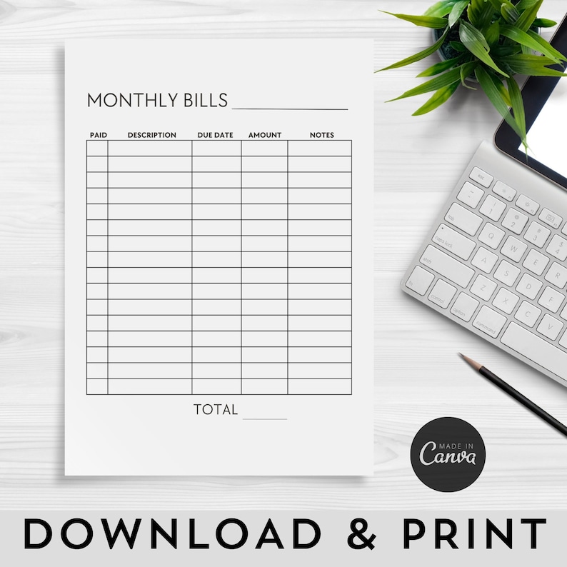 Monthly Bills Printable | Monthly Budget | Printable Monthly Bills ...