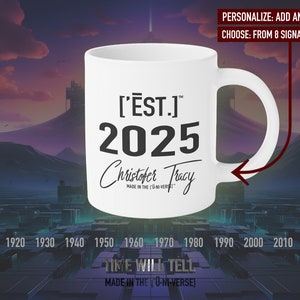 2025 カスタム 25 周年記念、パーソナライズされた現代的なティーカップ、設立 2025 年 - ['ĒST]™ by HŪMN
