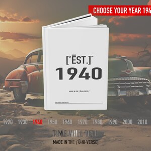 Diario con nome personalizzato anni '40, taccuino di compleanno personalizzato, Est. Regalo vintage del 1940-1949 - ['ĒST]™ di HŪMN