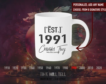 Personalized 1991 Retro Mug: Unique Year Keepsake