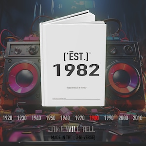 Custom Name Journal 1982, Personalized Birthday Notebook, Est. 1982 Vintage Gift - [&#39;ĒST]™ by HŪMN