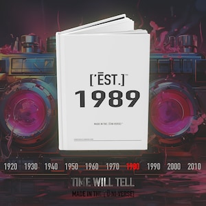 Personalized Diary 1989, Custom Name Journal, Est. 1989 End of Decade Book - [&#39;ĒST]™ by HŪMN