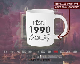 Personalized 1990 Mug: Custom Anniversary Coffee Cup