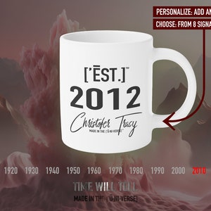 2012 パーソナライズされたマヤ暦マグ、カスタム 2012 ユニークなコーヒーカップ、設立 2012 イベント - ['ĒST]™ by HŪMN