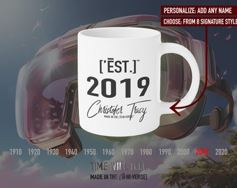 Personalized Year Mug: Custom Est. 2019 Tea Cup