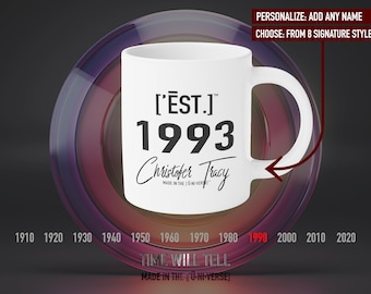 Personalized 1993 Coffee Mug: Nineties Nostalgia Birthday Gift