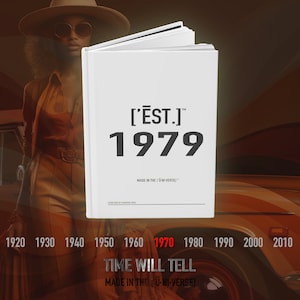 Personalized Diary 1979, Custom End of Decade Journal, Est. 1979 Seventies Wrap-Up Book - ['ĒST]™ by HŪMN
