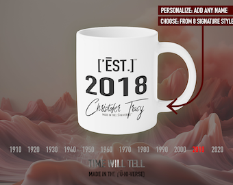 Personalized Year Coffee Mug: Est. 2018 Historic Tribute