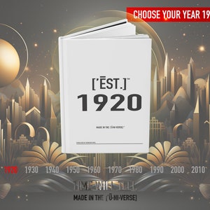 Diario con nome personalizzato anni '20, taccuino di compleanno personalizzato, Est. Regalo vintage del 1920-1929 - ['ĒST]™ di HŪMN