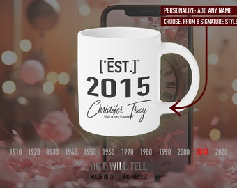 Personalized Year Mug: Est. 2015 Anniversary Tea Cup