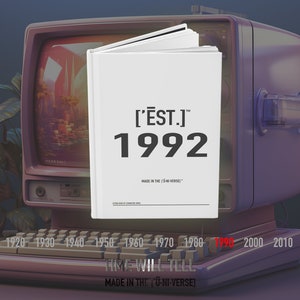 Customizable Journal 1992, Personalized Year Diary, Est. 1992 Classic Birthday Gift - ['ĒST]™ by HŪMN