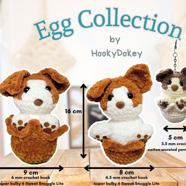 dog crochet pattern Dog puppy crochet pattern Toy crochet dino crochet pattern Eggshell Egg collection HookyDokey cute amigurumi pattern sew