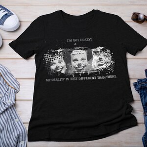 Clown Graphic Tee, Laughing Clowns Shirt, &quot;I&#39;m Not Crazy&quot; Shirt, Funny Carnival Attire, Amusing Clown Trio Tee, Laughter and Fun Shirt.