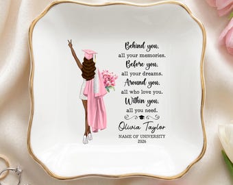 Personalized Graduation Jewelry Dish, Custom Graduation Ring Dish Gifts for Her, Masters Degree Dish Gift, College Grad Gift For Daughter