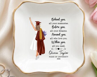 Personalized Graduation Jewelry Dish, Custom Graduation Ring Dish Gifts for Her, Masters Degree Dish Gift, College Grad Gift For Daughter