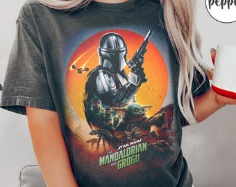 Camiseta de Star Wars The Mandalorian y Grogu Comfort Colors, Camiseta The Mandalorian y Grogu 2026, Regalo para amantes de Grogu, Camiseta The Mandalorian