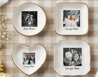 Personalized Bestie Photo Jewelry Dish, Custom Bestie Photo Ring Dish, Trinket Tray For Best Friend, Photo Trinket Dish, Gifts for Bestie