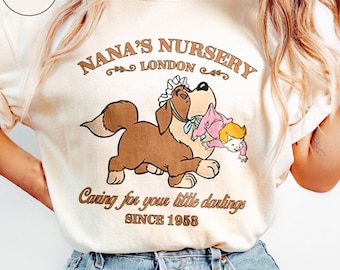 T-shirt confort Disney Nana Dog, chemise film hommage Nana Peter Pan Disneyland, cadeau Nana Dog personnage petit ami petite amie