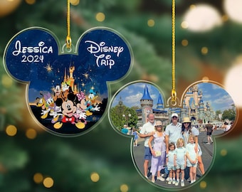 Personalized Mickey Minnie And Friends Trip Christmas Ornament, Custom Photo And Text Mickey And Friends Father's Day Ornament, Dad Gift