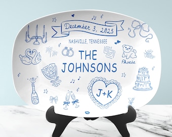 Personalized Engagement Plate Gift, Custom Wedding Serving Platter Gift, Bridal Plate Gift With Names, Date & Location, Wedding Decor Gifts