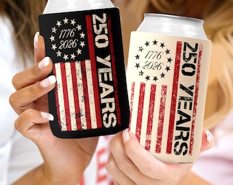 America 250th Anniversary Can Cooler, USA 250 Years Can Coolers, 4th Of July Celebration Can Cooler, Patriotic Independence Day Can Sleeve