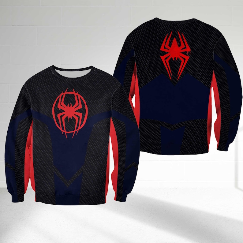 Miles Morales Spider-Man Across the Spider-Verse Cosplay Halloween Shirt, Spiderman Halloween Costume Hoodie, Spiderman All Over Printed Tee bild 6