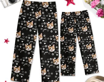 Custom Pajama Pants, Custom Photo Cat Pajama Pants, Face Pajamas Pants, Mens Pajamas, Bachelorette Party Gifts, Pet Lover Gifts