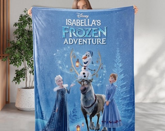 Personalized Olaf’s Frozen Adventure Blanket, Custom Name Frozen Blanket, Disney Elsa Anna Olaf Blanket, Birthday Blanket, Christmas Blanket