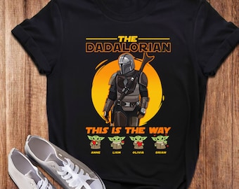 Personalized The Dadalorian T-Shirt, Custom Father's Day Gift For Dad, Cute Baby Names Character Matching Tee, Star Movie Gift For Men