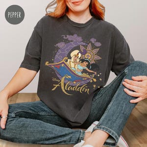 Disney Aladdin Jasmine Shirt, Aladdin Flying Carpet Floral Shirt, Magic Kingdom Disneyland Trip, Family Vacation 2025, Disney Princess Gift