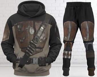 Mandalorian Costume Hoodie, Star Wars Warrior Cosplay Costume Clothing, Movie Character Halloween Costume Sweatshirt , All Over Print Shirt