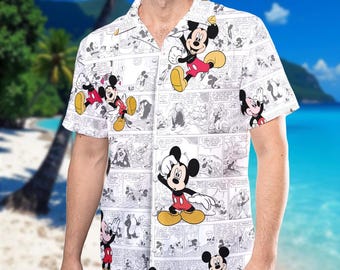 WDW Mickey Mouse Hawaiian Shirt, Funny Mickey Mouse Hawaii Shirt, Mickey Characters Button Up, Magic Kingdom Summer Beach Shirt