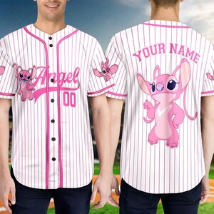 Personalized Disney Stitch Angel Baseball Jersey, Custom Kid Youth Adult Baseball Shirt, Lilo and Stitch Jersey, Stitch Birthday Girl Gift bild 3