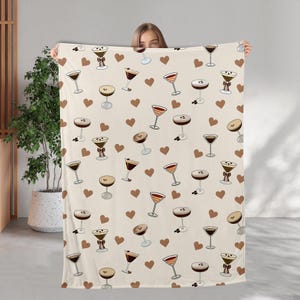 Manta de Espresso Martini de moda, decoración del hogar con Espresso Martini, regalos con manta de Espresso Martini, accesorios para Espresso Martini