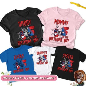 Personalized Spidey Birthday Shirt, Custom Age Tee, Kids Bday Shirt, Spider Theme Birthday Boy Shirt, Custom Kids Tee, Spiderman Party Gift