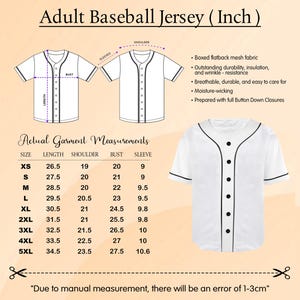a baseball jersey size guide for men and women