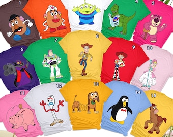 Custom Toy Movie Character Family Matching T-Shirt, Cowboy Astronaut Potato Alien Characters Group Matching Shirt, Movie Lover Gift