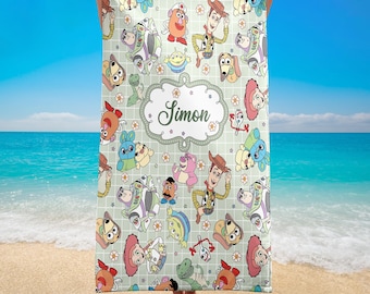 Personalized Disney Toy Story Beach Towel, Jessie Magic Kingdom Bath Pool Towel, Woody Buzz Lightyear Towels, Aliens Cartoon Trip Towels