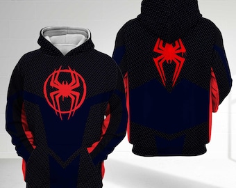 Miles Morales Spider-Man Across The Spider-Verse Cosplay Halloween Hoodie, Spiderman Halloween Costume Shirt, Spiderman All Over Printed Tee